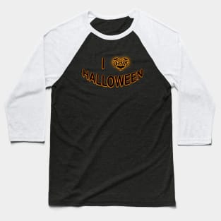 I Love Halloween (Batty Love Heart) Orange Baseball T-Shirt